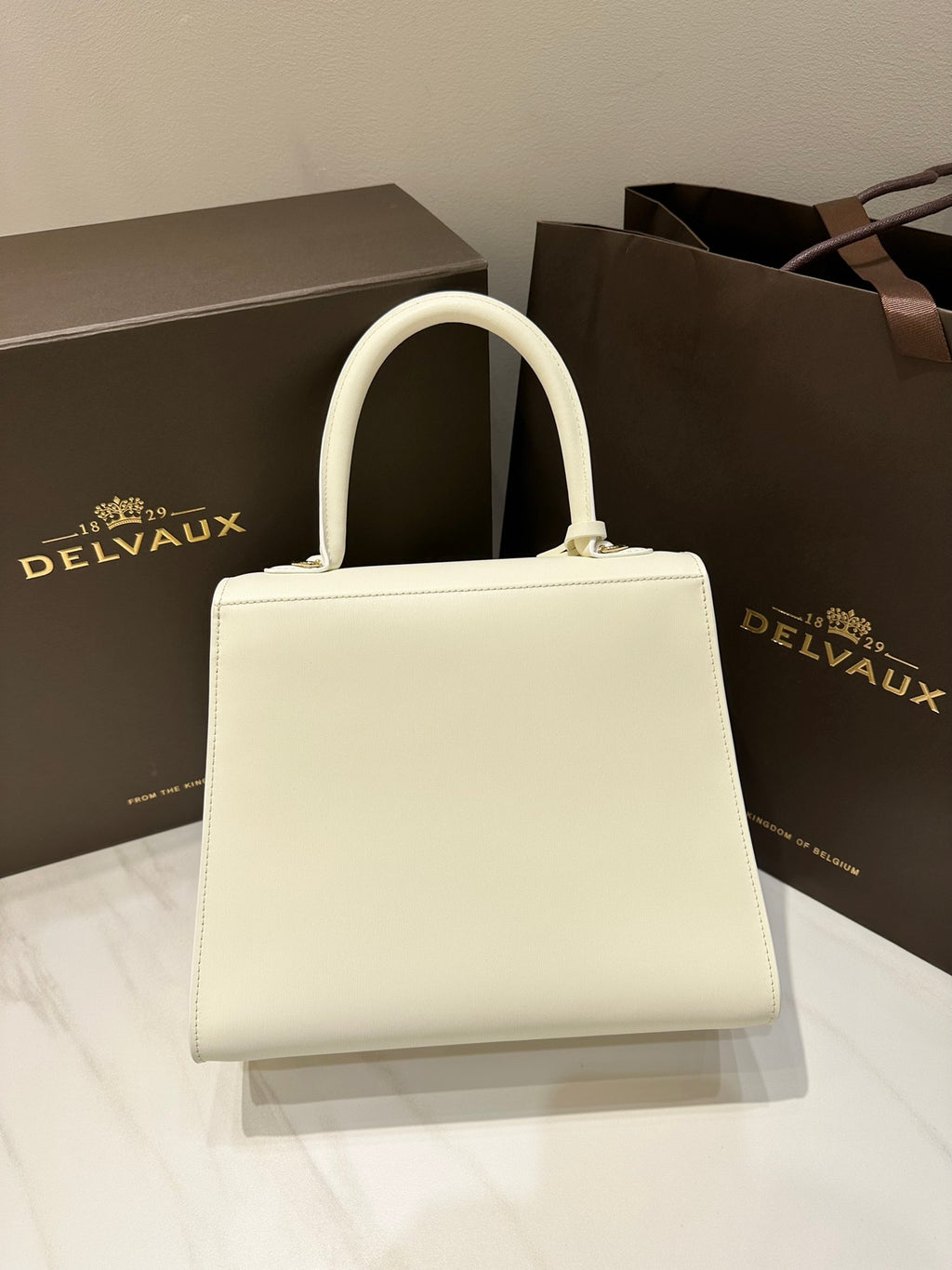Delvaux Brillant L'Humour Lettering Off-White / Blue