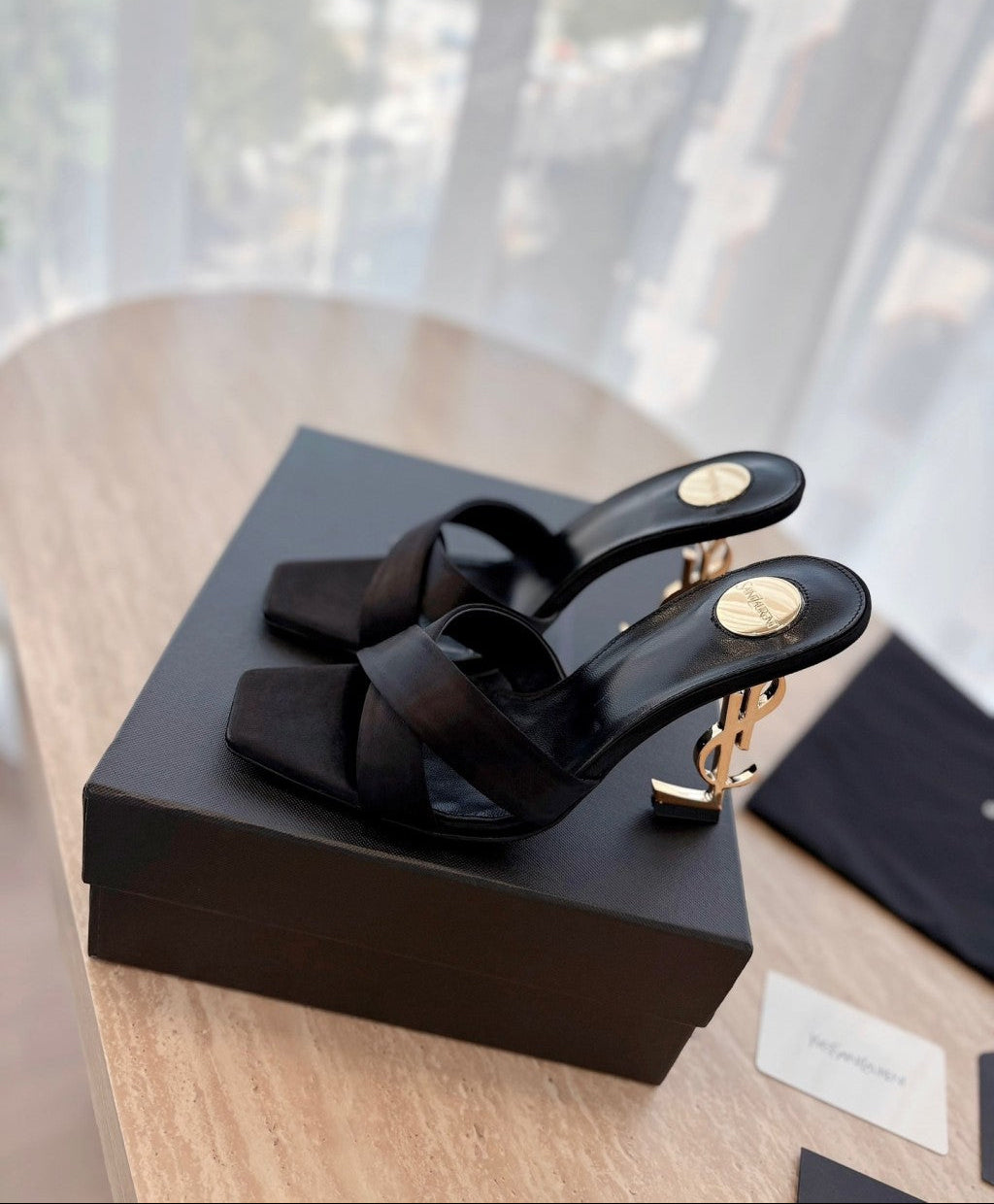 Saint Laurent  Mules Opyum Em Crepe De Cetim Black