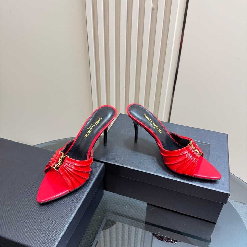 Saint Laurent Babylone Mules Bordeaux slutty red