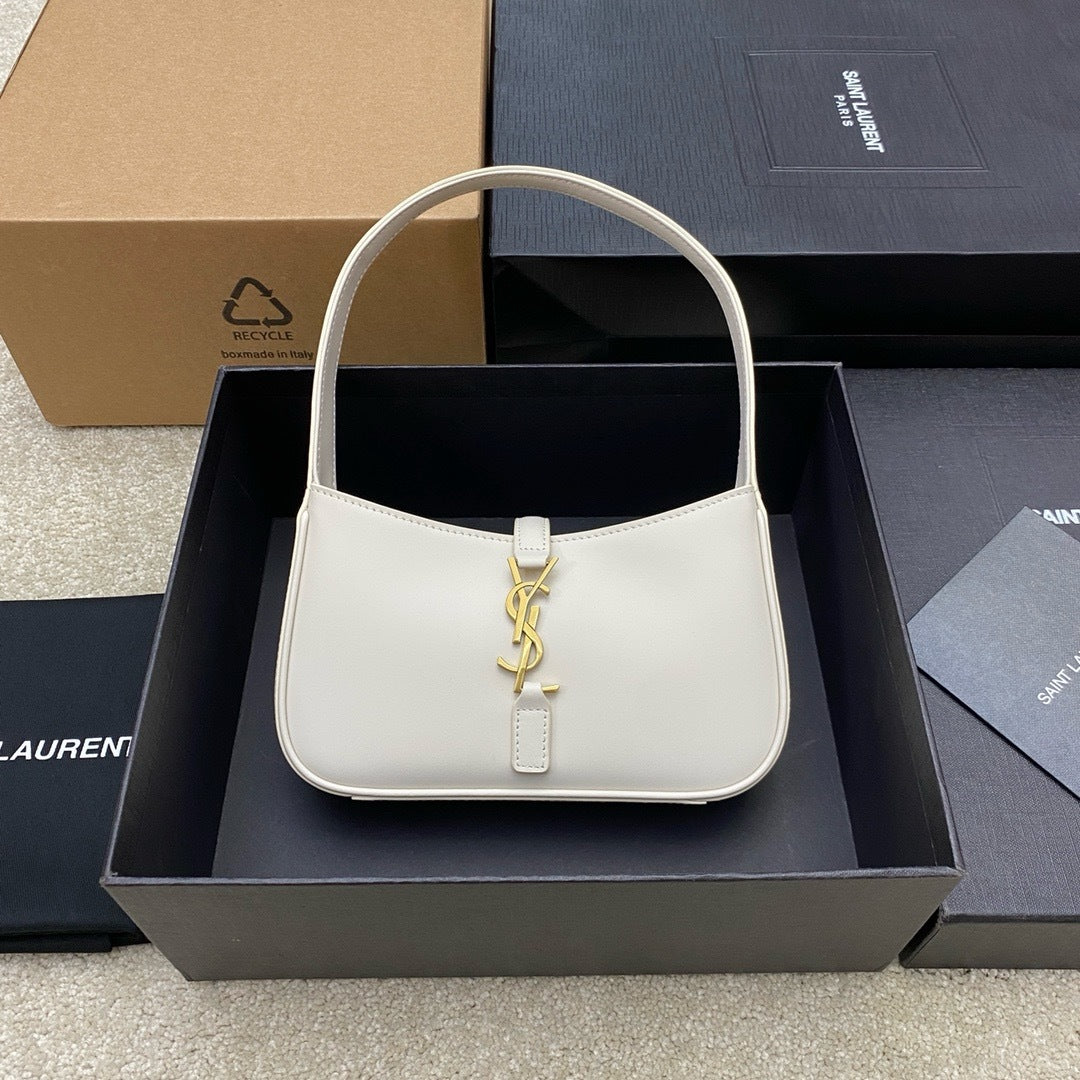 Saint Laurent Le 5 À 7 Top Handle Bag Off White Ferragens Douradas