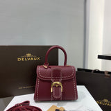 Delvaux Brillant Mini Leather Bag Bordô Ferragens Douradas