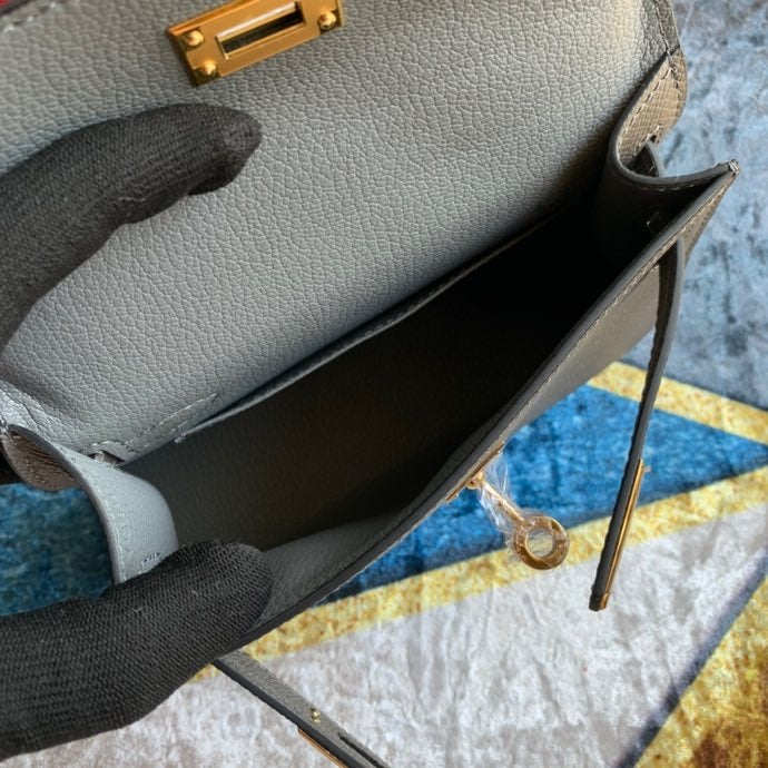 Bolsa Kelly Sellier Mini II Gris Meyer (tamanho 20) .