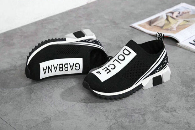 Dolce & Gabbana Sorrento Logo Slip On Black Grey White