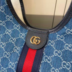 Gucci Giglio Large Tote Bag Blue Denim