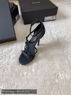 Saint Laurent BLACK ‘Cassandra’ Heeled Sandals