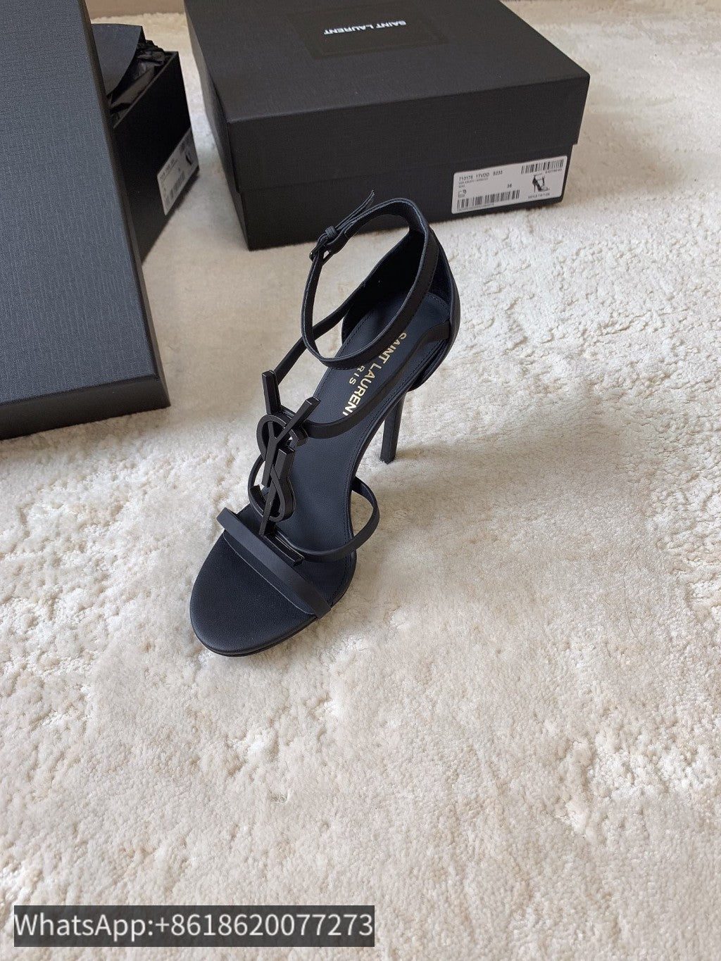 Saint Laurent BLACK ‘Cassandra’ Heeled Sandals
