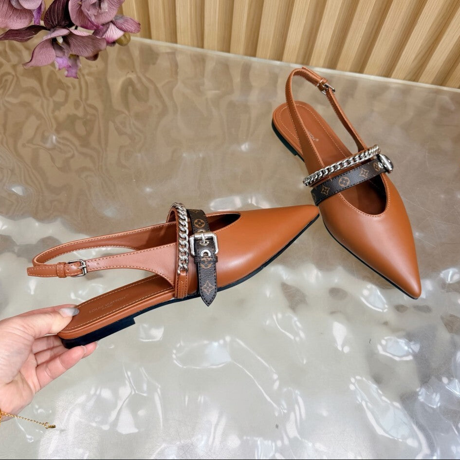 Louis Vuitton Vibe Slingback Flat Ballerina Brown