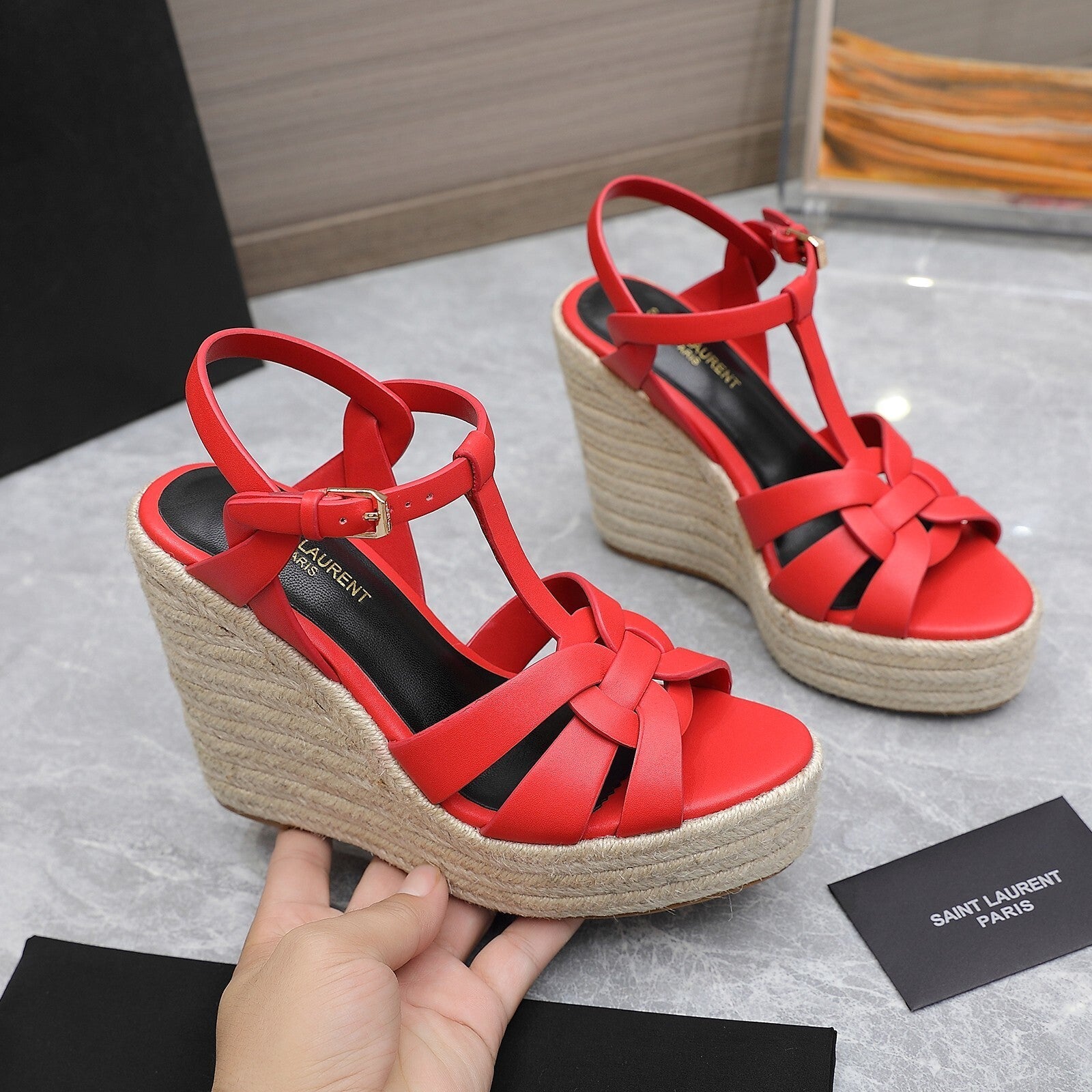 Saint Laurent Espadrille Tribute Red
