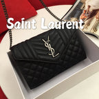 Yves Saint Laurent Envelope Black Ferragens Douradas