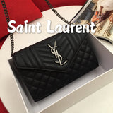 Yves Saint Laurent Envelope Black Ferragens Douradas