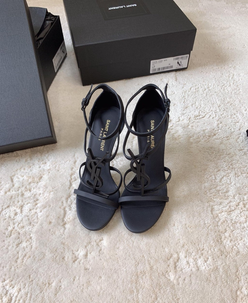Saint Laurent BLACK ‘Cassandra’ Heeled Sandals