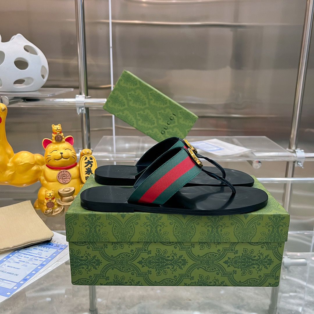 GUCCI Red & Green Kika Thong Sandals ( FEMININO) ( Pronta entrega)