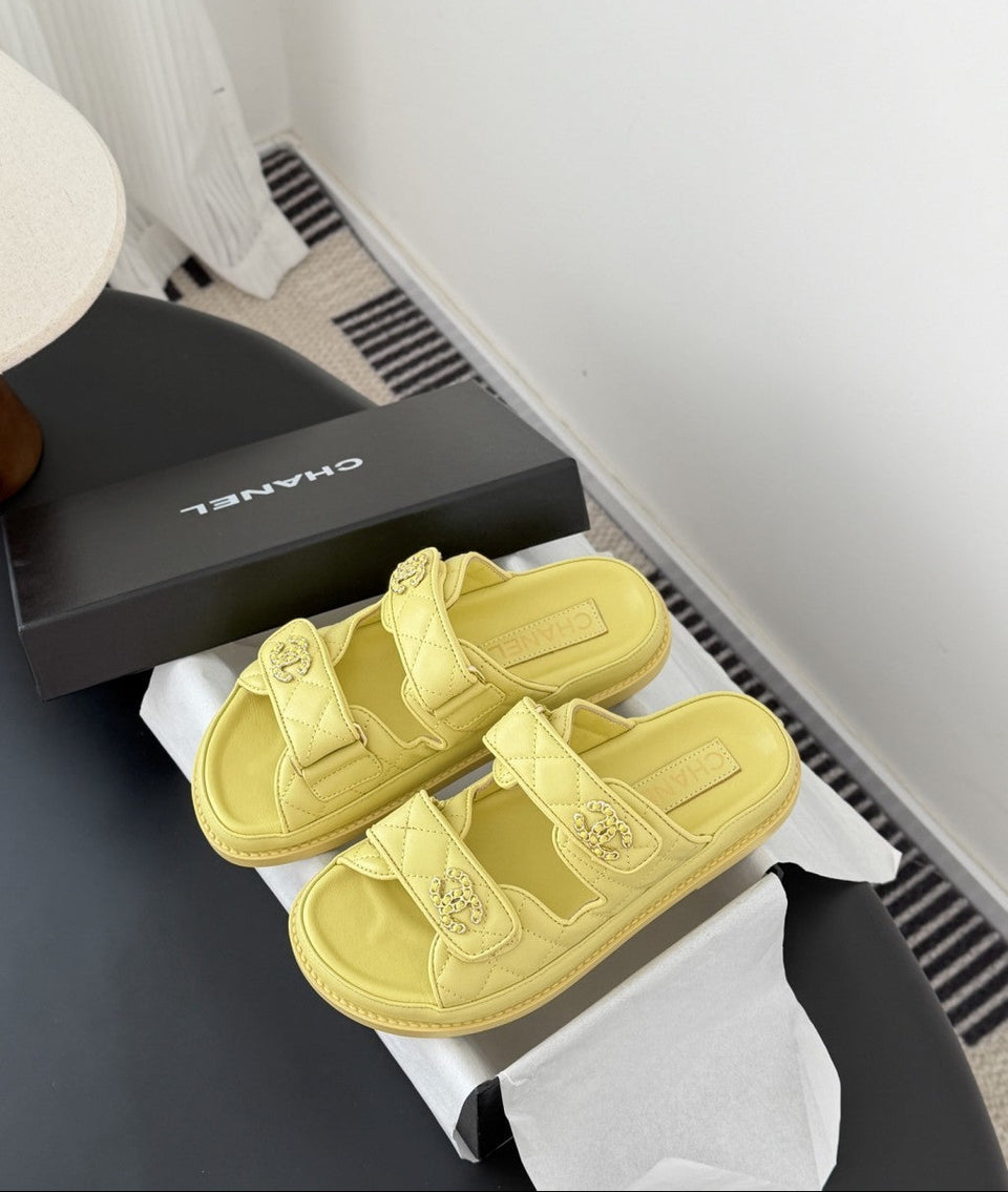 CHANEL Quilted Dad Sandal  Yellow.