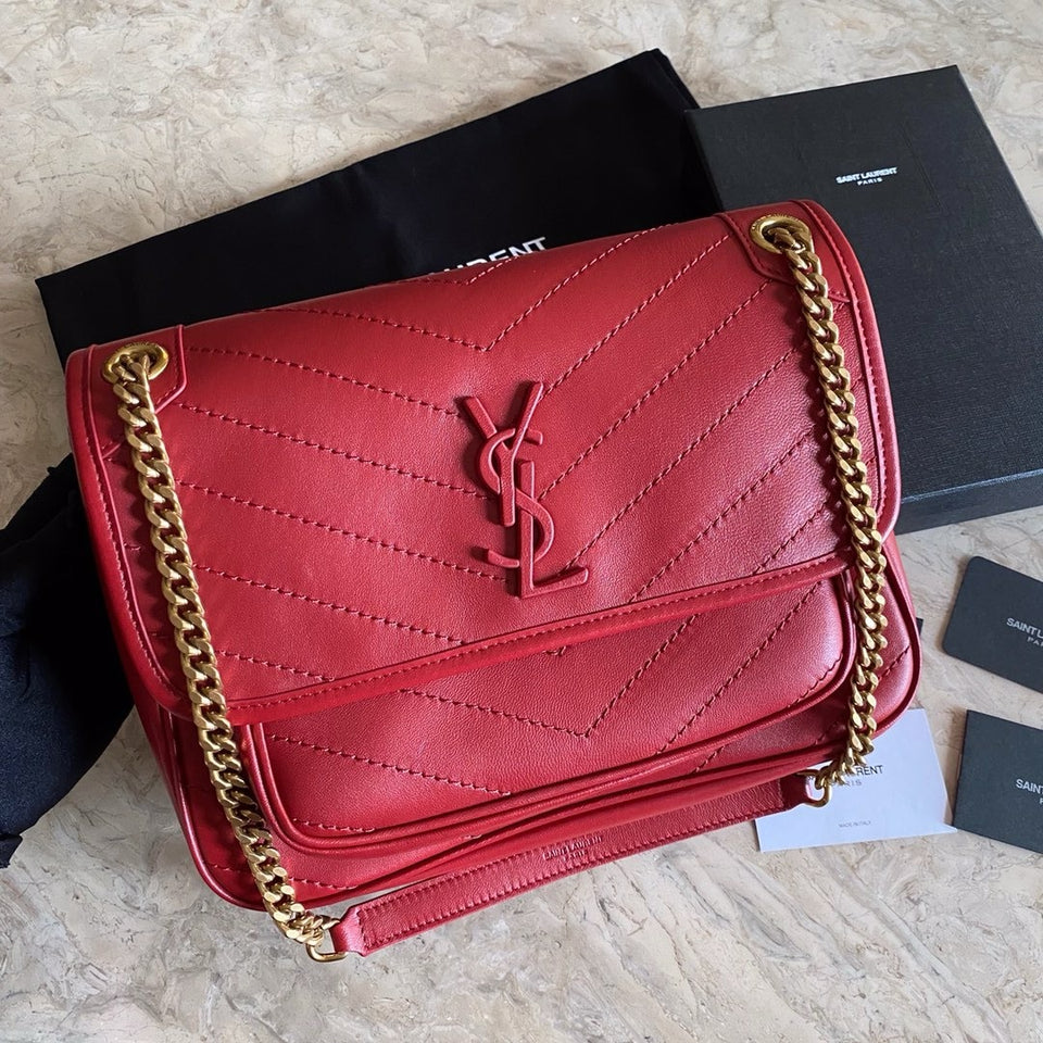 Saint Laurent NIKI baby Bag Red Ferragens Douradas