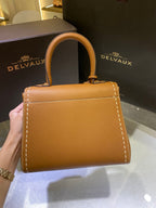 Delvaux Brillant Mini Leather Bag Camel Ferragens Douradas