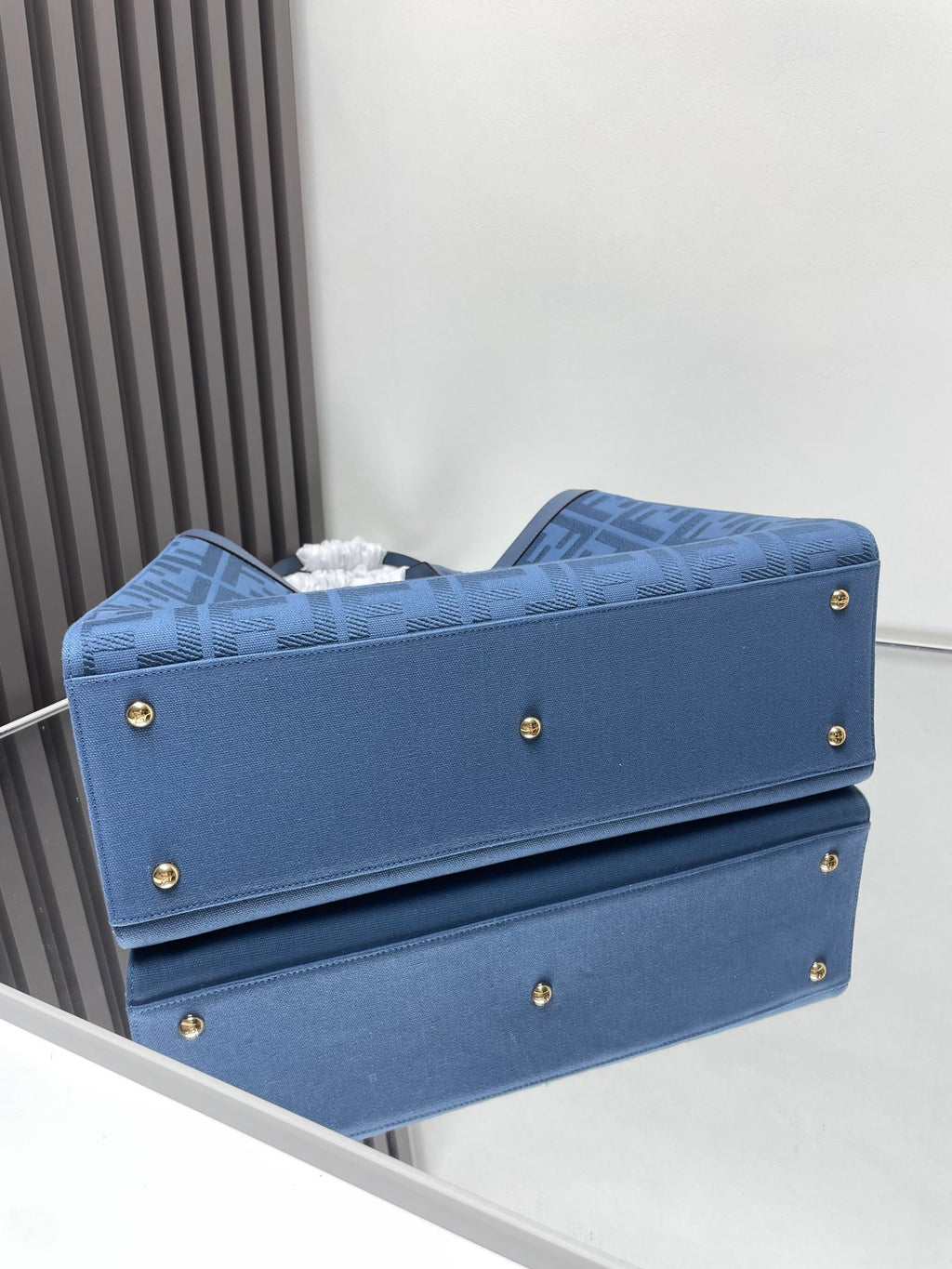 Fendi Peekaboo X-Tote Canvas Bag Azul-Marinho