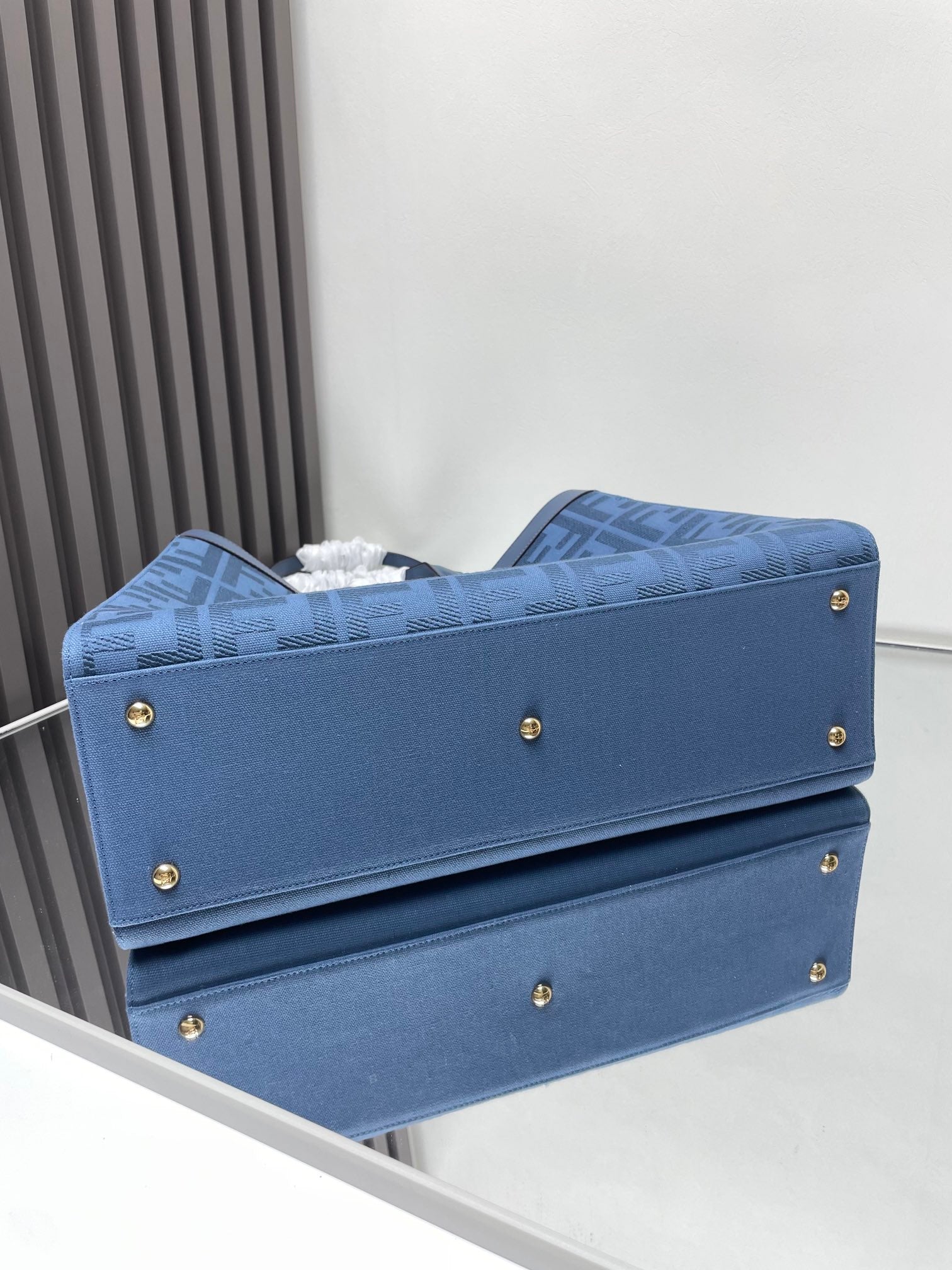 Fendi Peekaboo X-Tote Canvas Bag Azul-Marinho