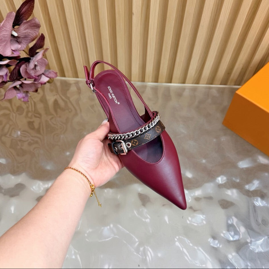 Louis Vuitton Vibe Slingback Flat Ballerina Wine