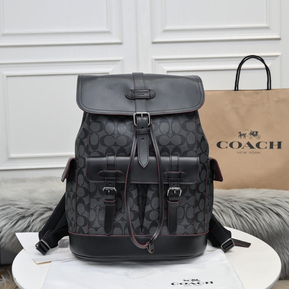 Coach Hudson Backpack Signature Canvas Black / Bordô