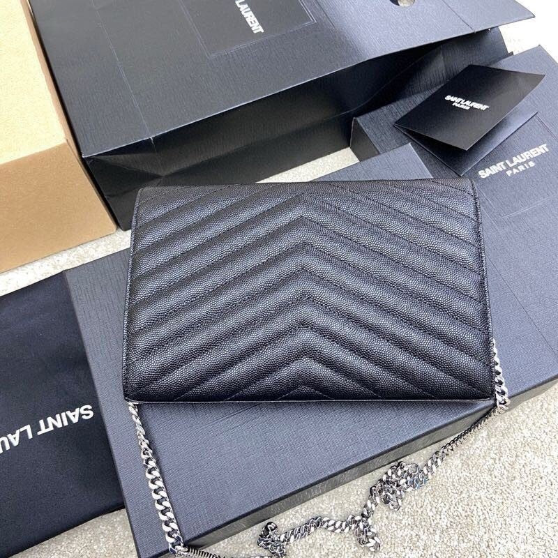 Saint Laurent Shoulder Bag Black Ferragens Prata