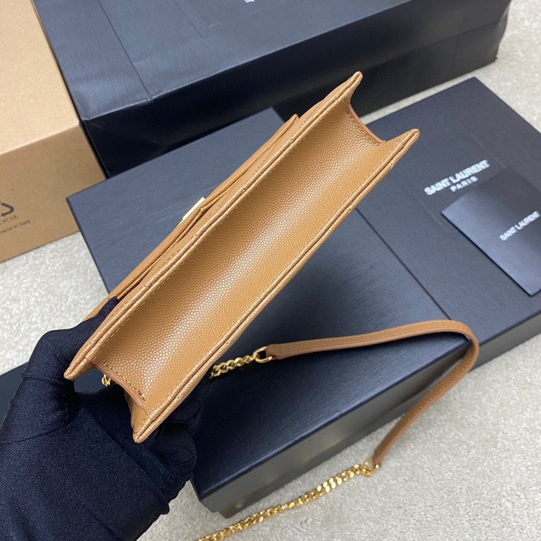 Saint Laurent Shoulder Bag Bege Camel Ferragens  Douradas