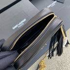 Saint Laurent Lou Camera Bag Black Ferragens Douradas