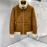 Jaqueta Estilo Bomber Camurça Com Forro Gola Pele (Shearling)