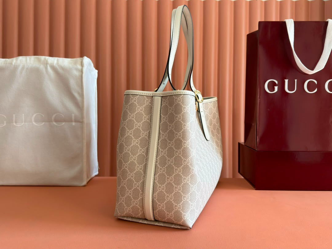 Gucci GG Emblem Tote Bag Off-White