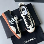 Chanel Calfskin & Embossed Suede Sneakers Marrom Claro