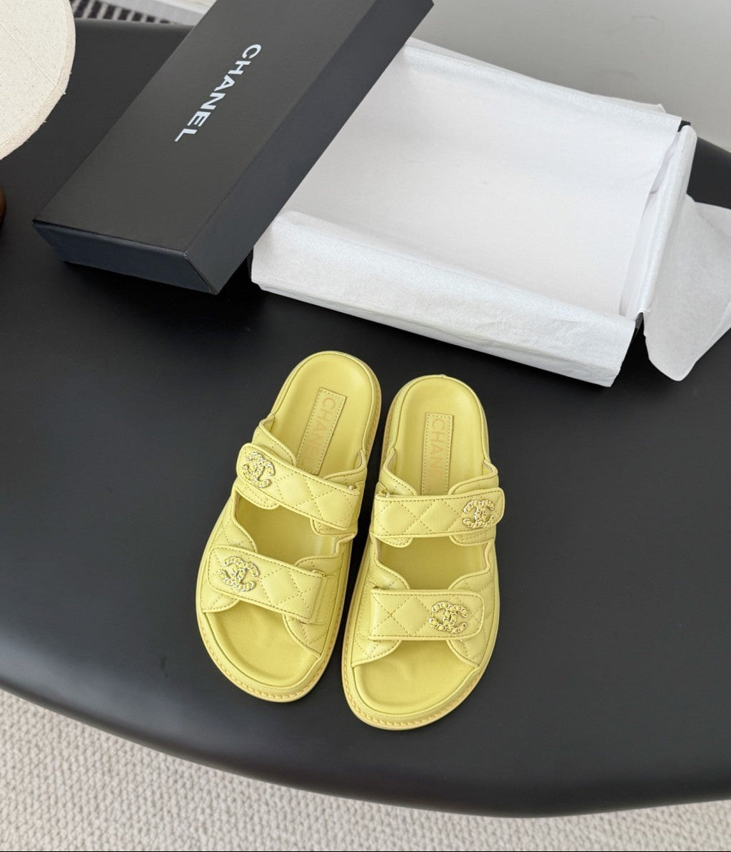 CHANEL Quilted Dad Sandal  Yellow.