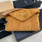 Bolsa Saint Laurent Puffer Toy  Shoulder Bag Camel em camurça