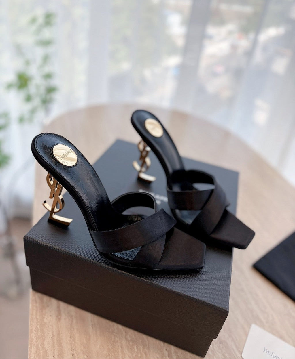 Saint Laurent  Mules Opyum Em Crepe De Cetim Black
