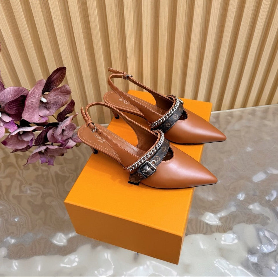 Louis Vuitton LV Vibe Slingback Pumps Brown