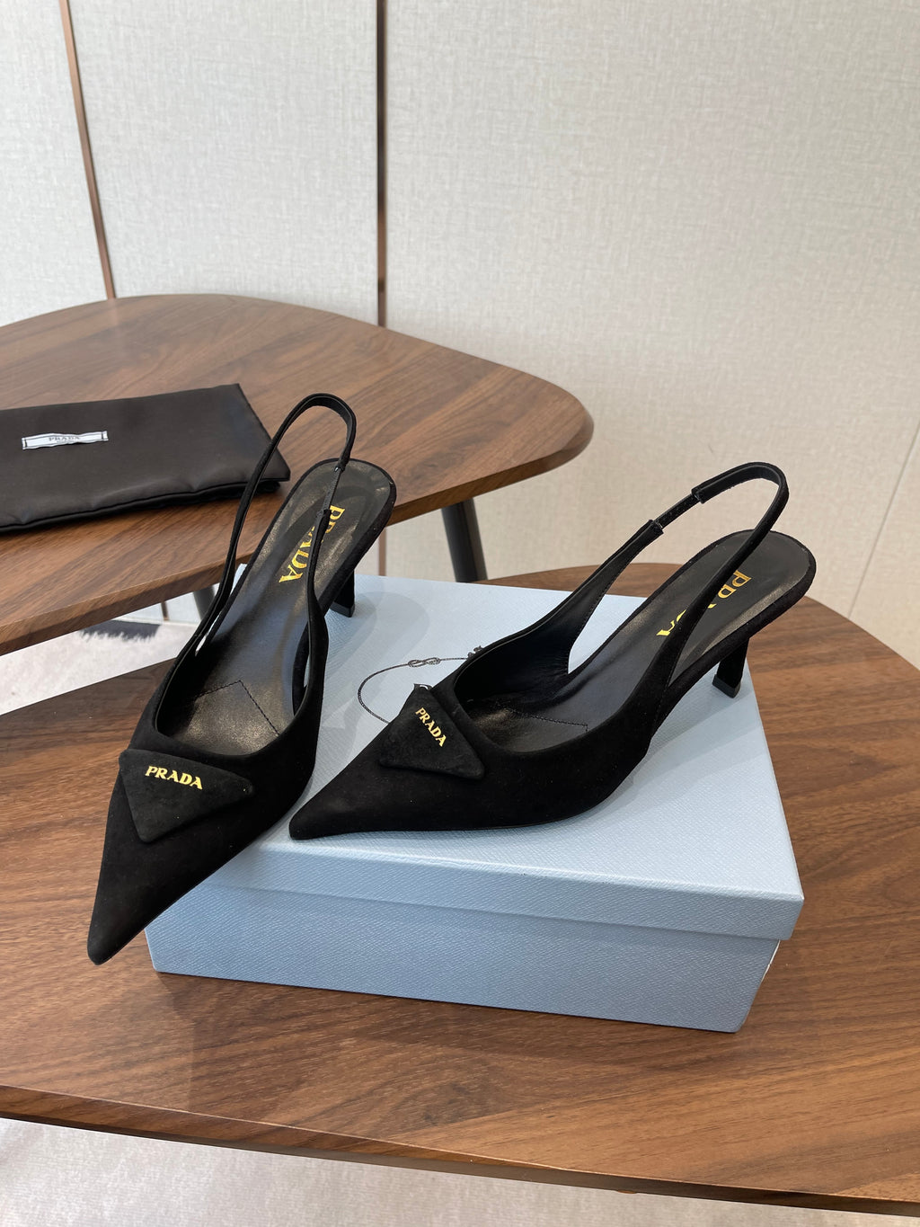 Prada  slingback pump suede Black