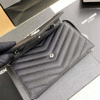 Saint Laurent Shoulder Bag Preta Ferragens Prata
