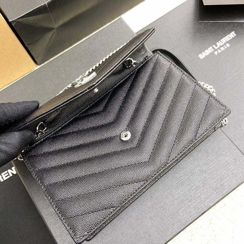 Saint Laurent Shoulder Bag Preta Ferragens Prata