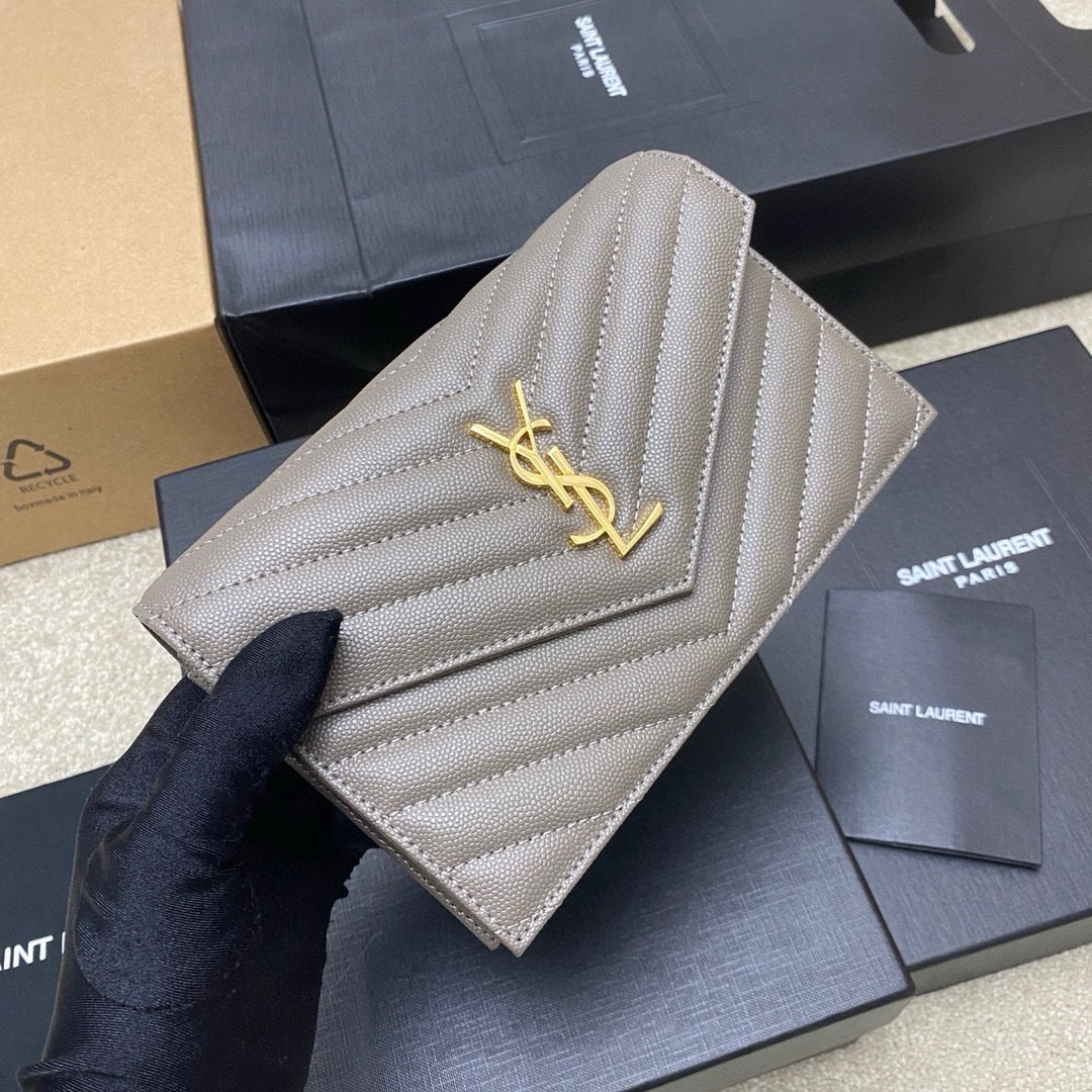 Saint Laurent Shoulder Bag gray Ferragens Douradas