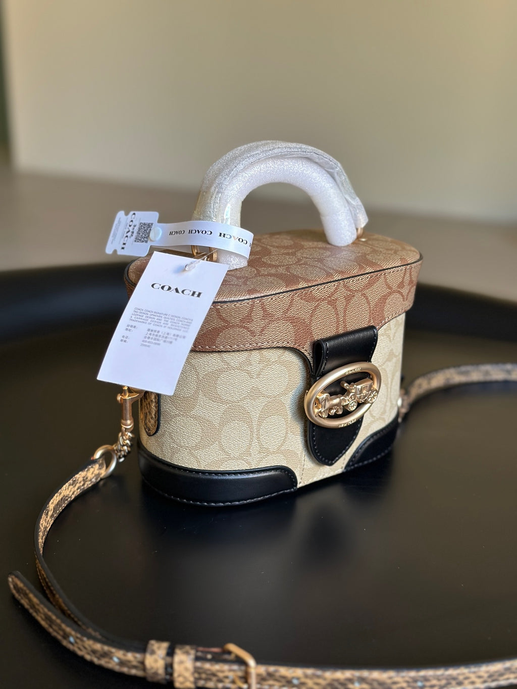 Coach Georgie Gem Crossbody Bag Shouder Khaki Bege Ferragens Douradas
