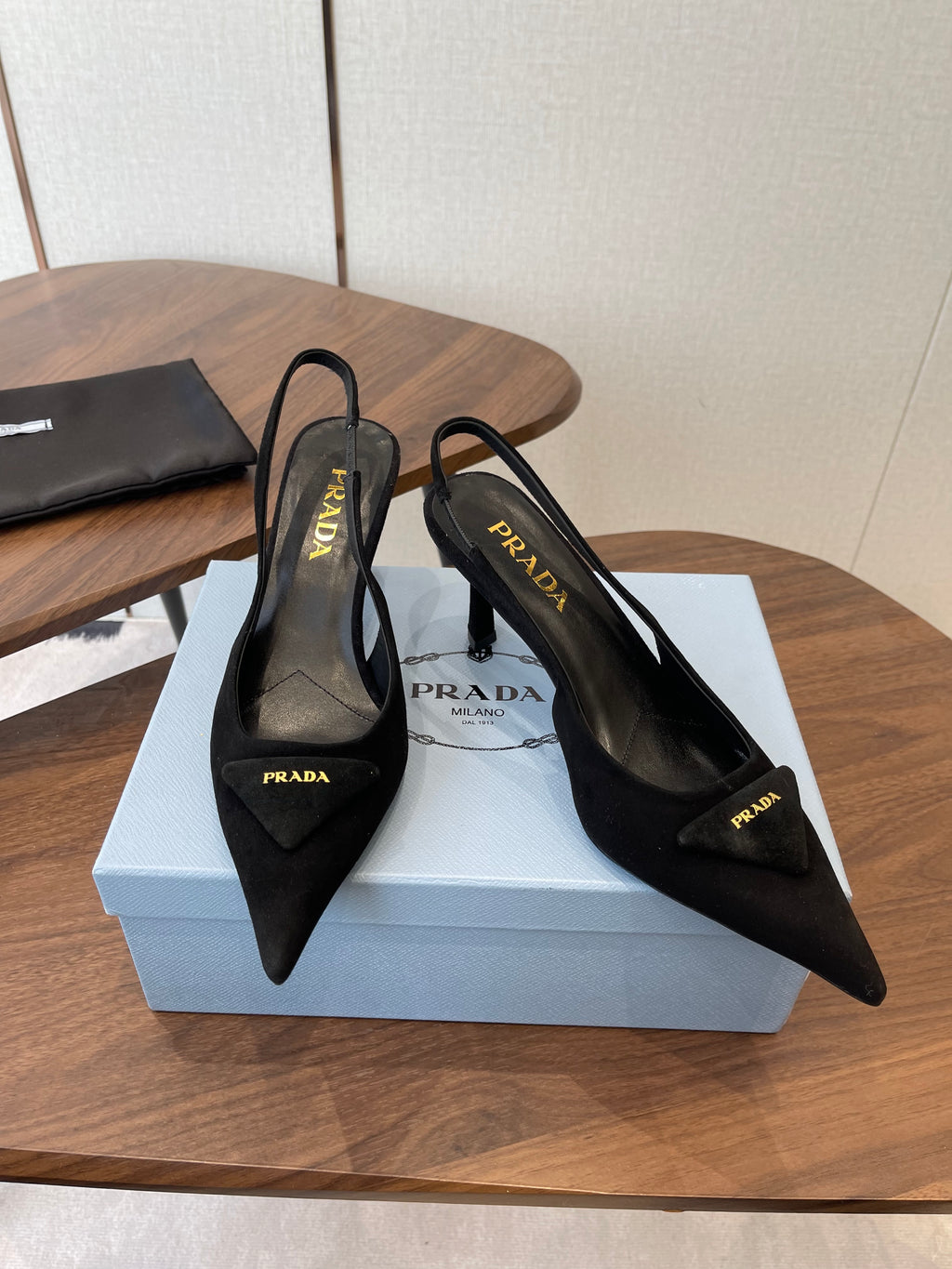 Prada  slingback pump suede Black