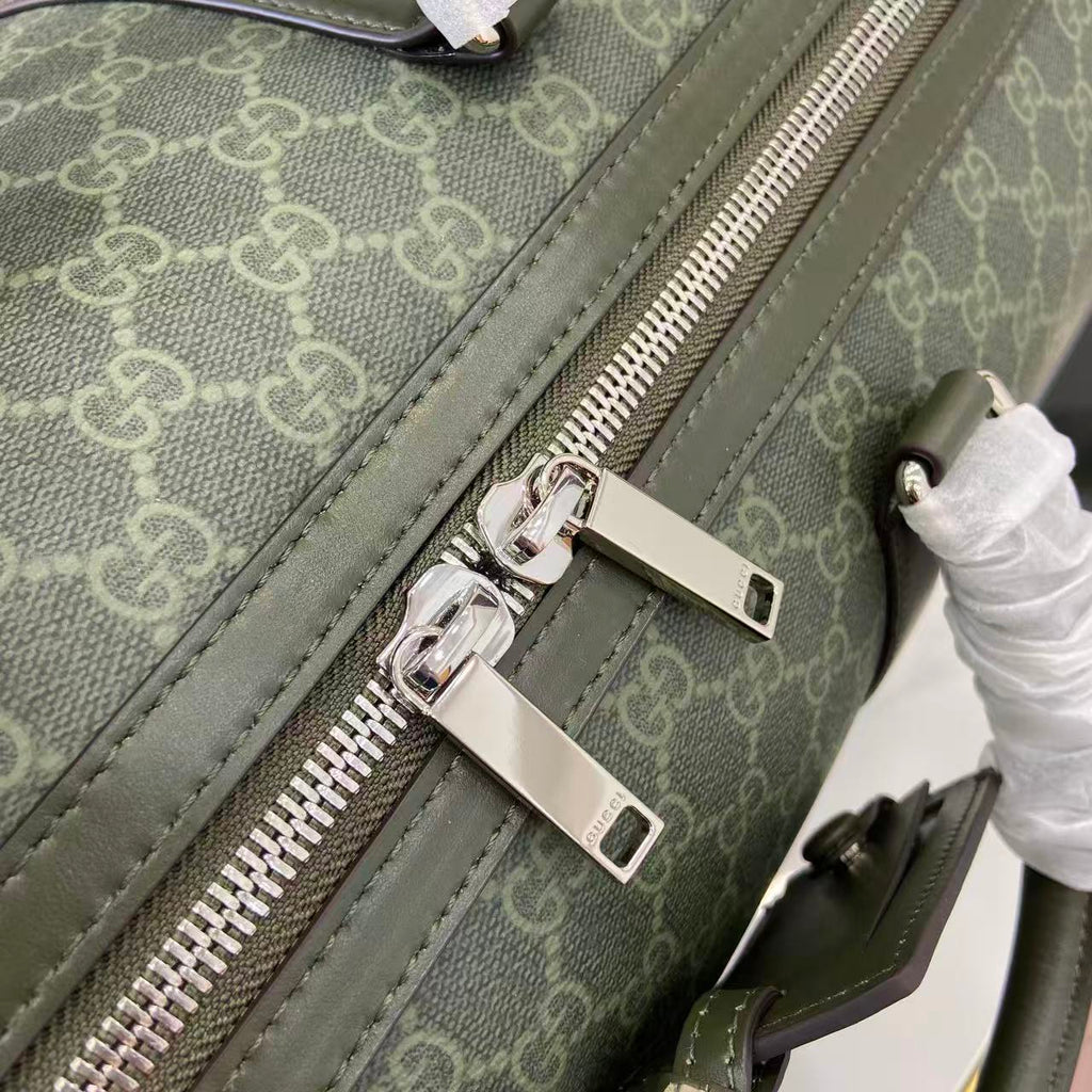 Gucci GG Monogram Medium Duffle Bag Dark Green