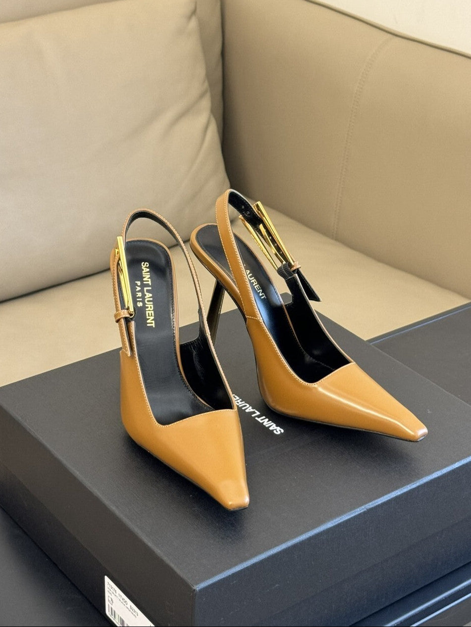 Saint Laurent Scarpin Slingback Lee Cinnamon