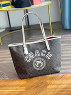 Coach City Tote Varsity Signature Canvas Brown / Off-White
