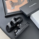 CHANEL Quilted Dad Sandal Silver