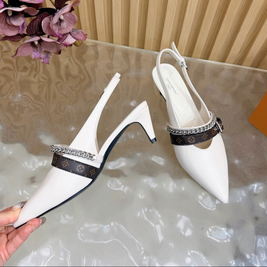 Louis Vuitton LV Vibe Slingback Pumps White