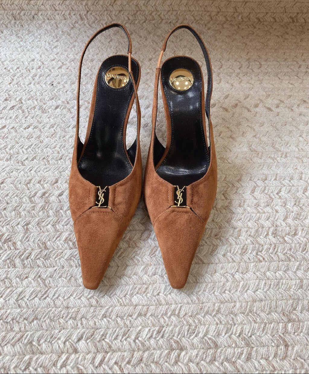 Saint Laurent Scarpin Slingback Babylone Camurça 75 mm