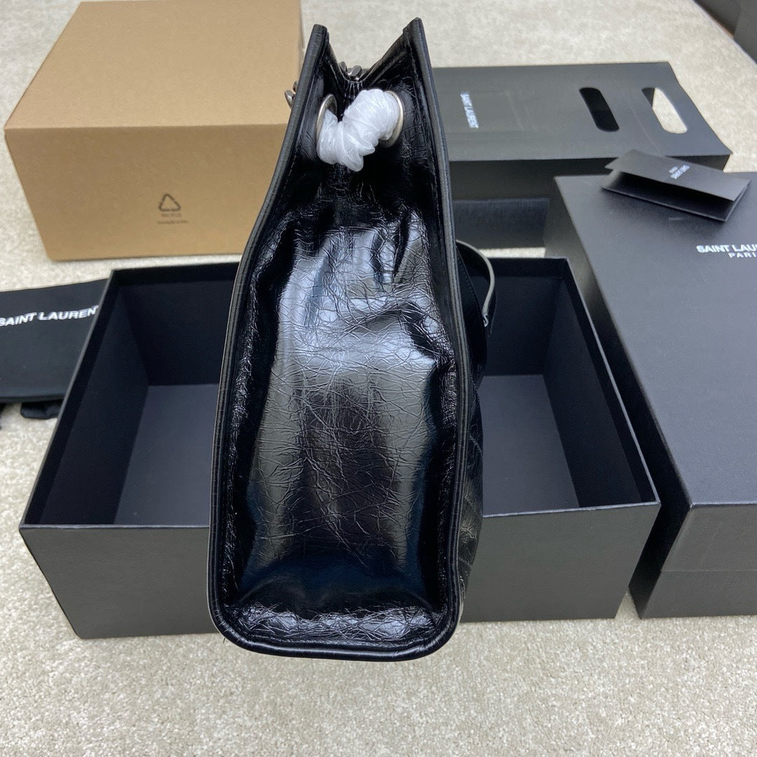 Saint Laurent Niki Shopping Bag Black Ferragens Prata