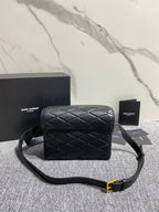 Saint Laurent JUNE Micro Box In Lambskin Black Ferragens Douradas