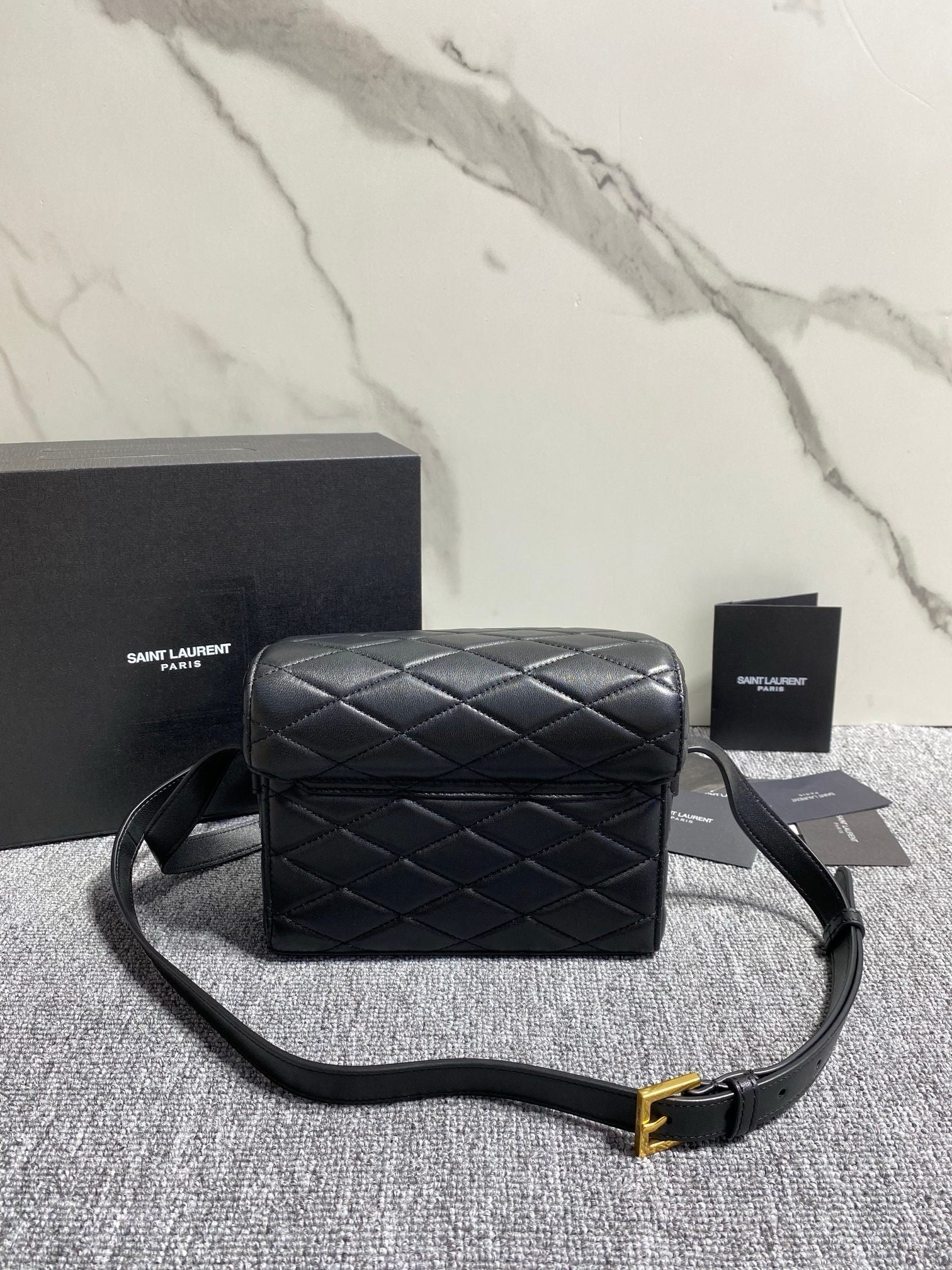 Saint Laurent JUNE Micro Box In Lambskin Black Ferragens Douradas