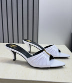 Saint Laurent Babylone Cassandra Draped Leather Mule White