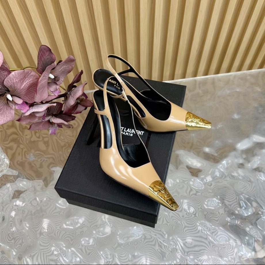 Saint Laurent Scarpin Slingback Jeanne  Beige